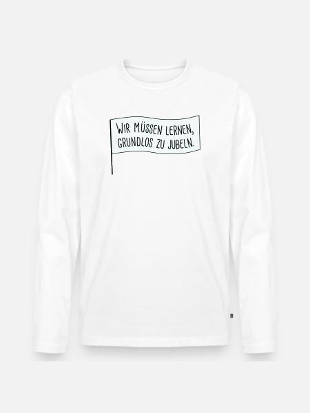 Grundlos jubeln - Männer Premium Bio Langarmshirt - Weiß
