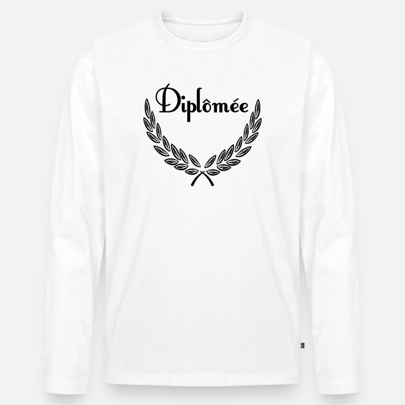 Diplômée – Couronne de Laurier - Männer Premium Bio Langarmshirt - Weiß
