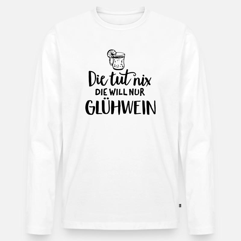 Glühwein Spruch Humor - Männer Premium Bio Langarmshirt - Weiß