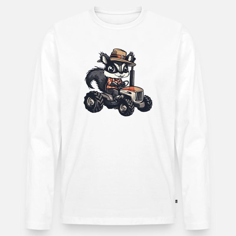 Stinktier Traktor Farmer - Männer Premium Bio Langarmshirt - Weiß