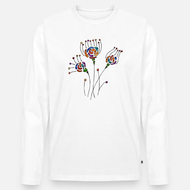 Blumen - Männer Premium Bio Langarmshirt - Weiß