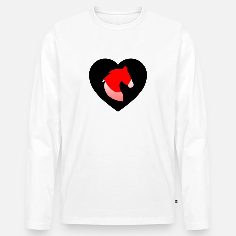 Pferde - Männer Premium Bio Langarmshirt - Weiß