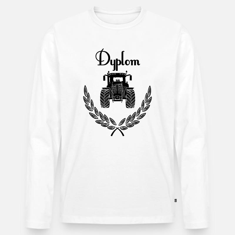 Dyplom Traktor - Männer Premium Bio Langarmshirt - Weiß