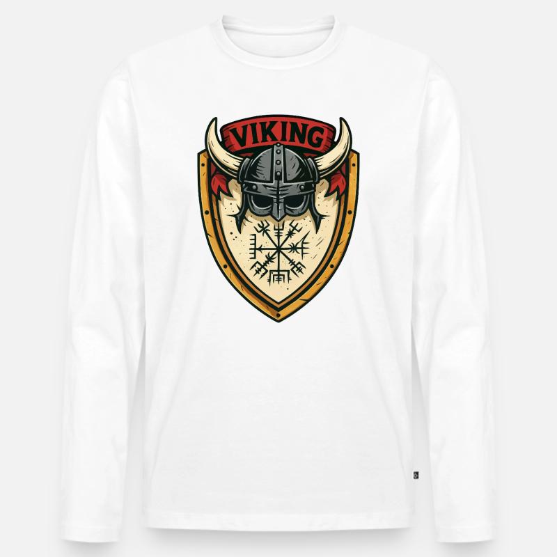 Viking Schildhelm Emblem - Männer Premium Bio Langarmshirt - Weiß