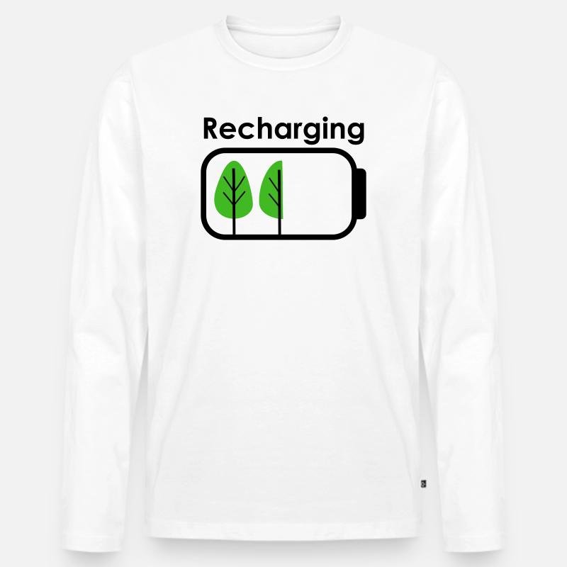 Nachladend - Männer Premium Bio Langarmshirt - Weiß
