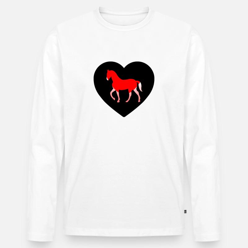 Pferde - Männer Premium Bio Langarmshirt - Weiß