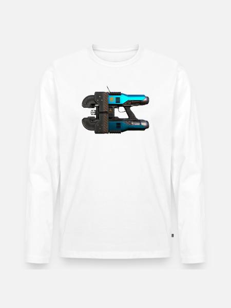 Space Drop Lasercutter - Männer Premium Bio Langarmshirt - Weiß