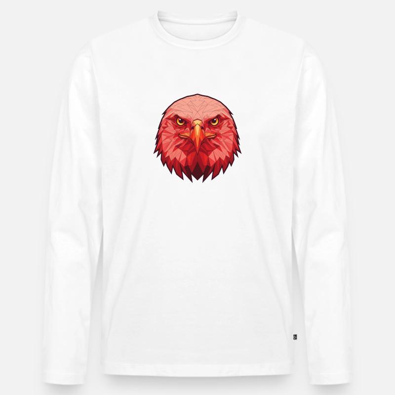 Roter Adler Lowpoly Portrait - Männer Premium Bio Langarmshirt - Weiß