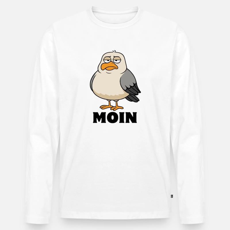 Möwe - Moin - Nordsee - Geschenk - Männer Premium Bio Langarmshirt - Weiß