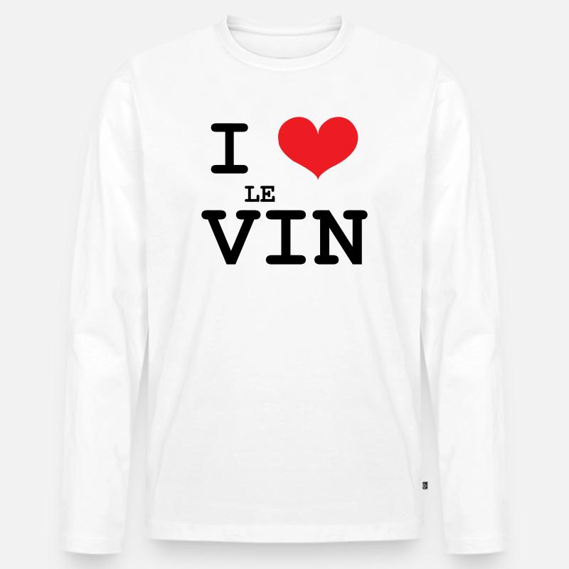 Ich liebe Wein / Alkohol - Männer Premium Bio Langarmshirt - Weiß