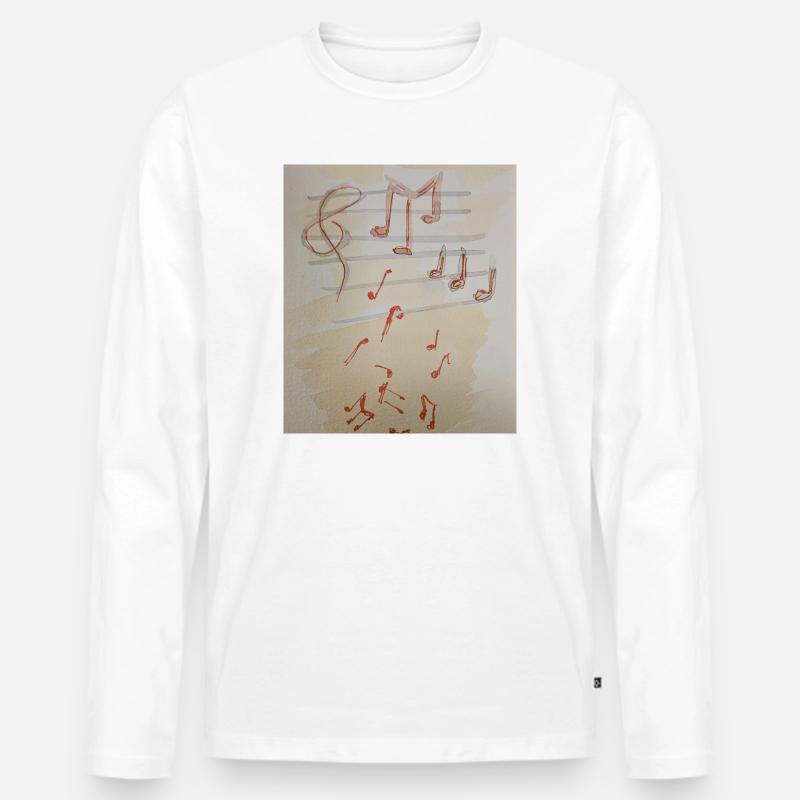 Rote Notenimpression - Männer Premium Bio Langarmshirt - Weiß