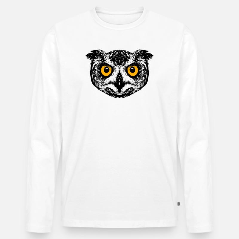Uhu / Eule / Kauz - Männer Premium Bio Langarmshirt - Weiß