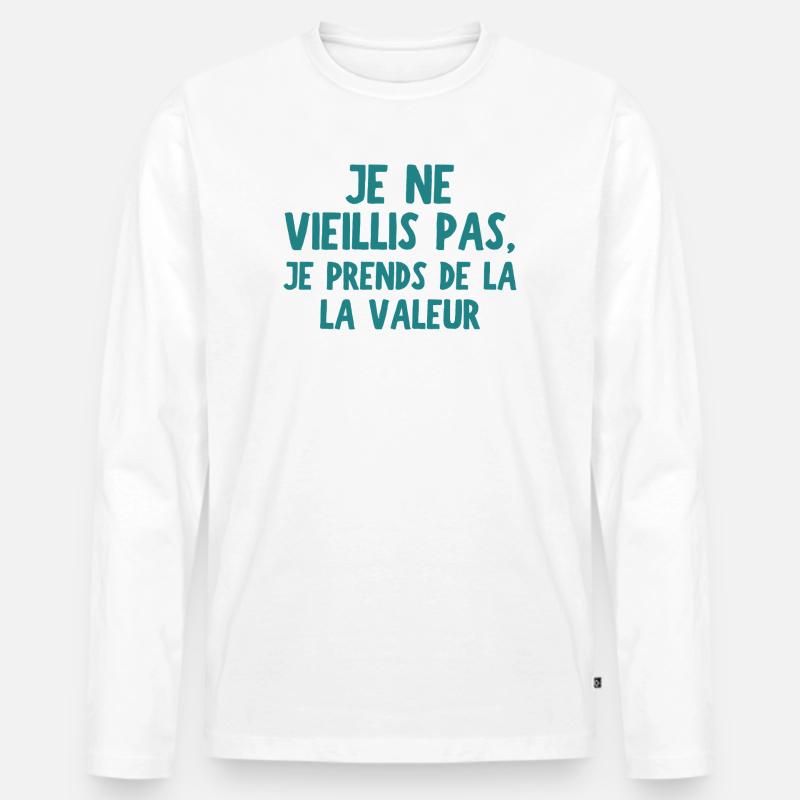 Ich nehme Werthumor - Männer Premium Bio Langarmshirt - Weiß