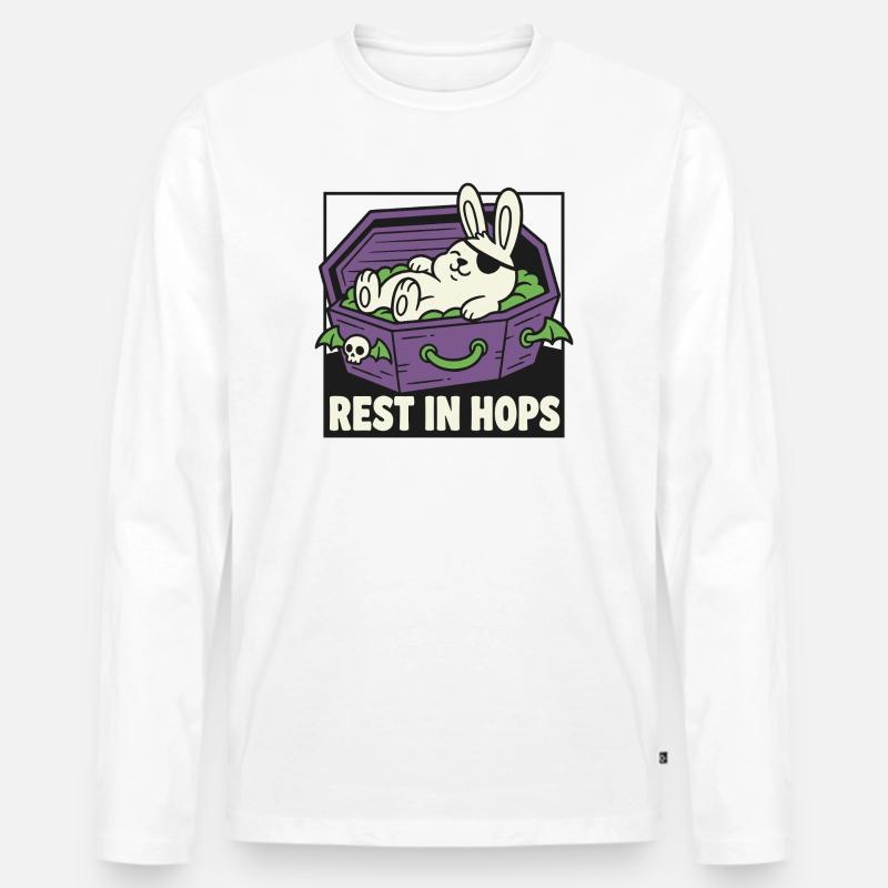 Rest in Hops Hoppel im Sarg - Männer Premium Bio Langarmshirt - Weiß