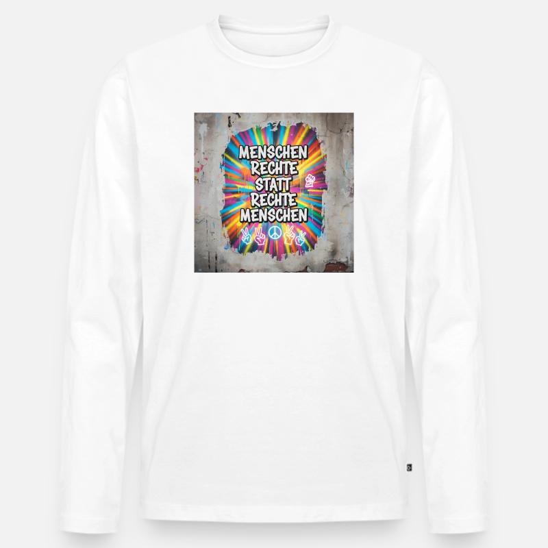 Menschenrechte statt rechte Menschen Statement - Männer Premium Bio Langarmshirt - Weiß