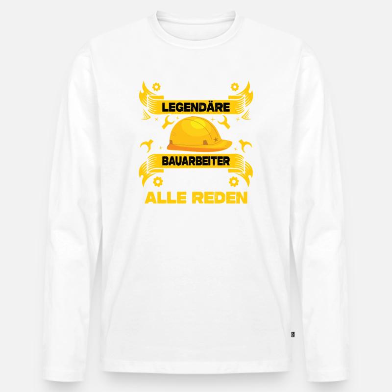 Bauleiter Geschenke Bauarbeiter Strassenbau - Männer Premium Bio Langarmshirt - Weiß