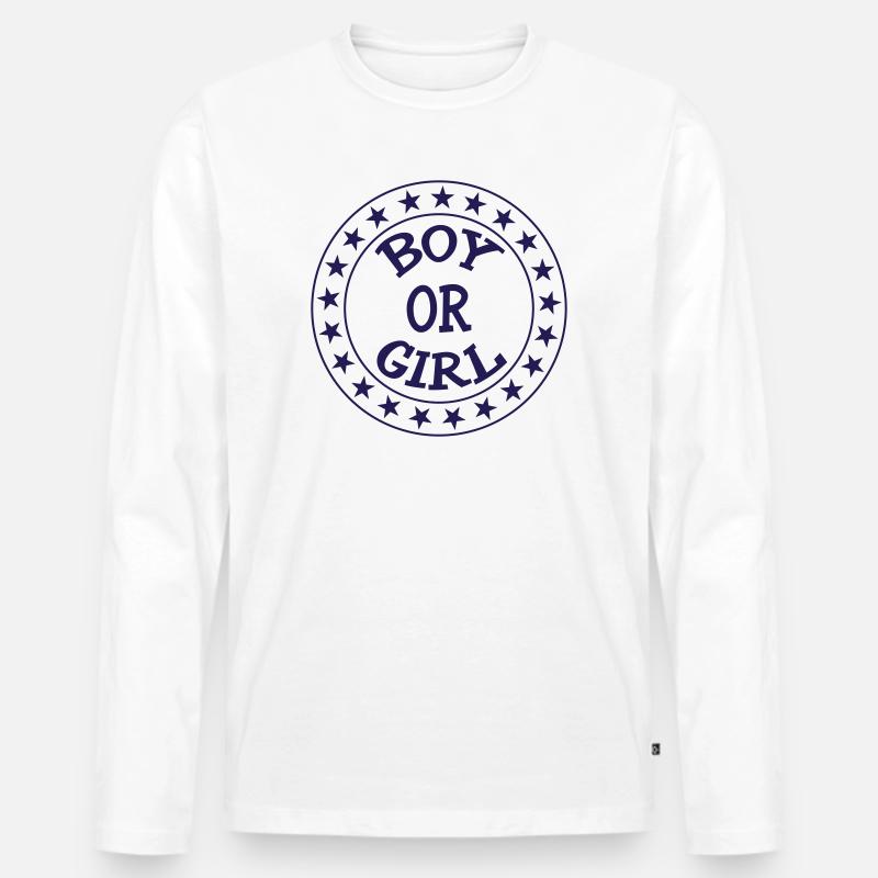 Junge oder Mädchen? Schwangerschaftsgeburt Schwanger - Männer Premium Bio Langarmshirt - Weiß