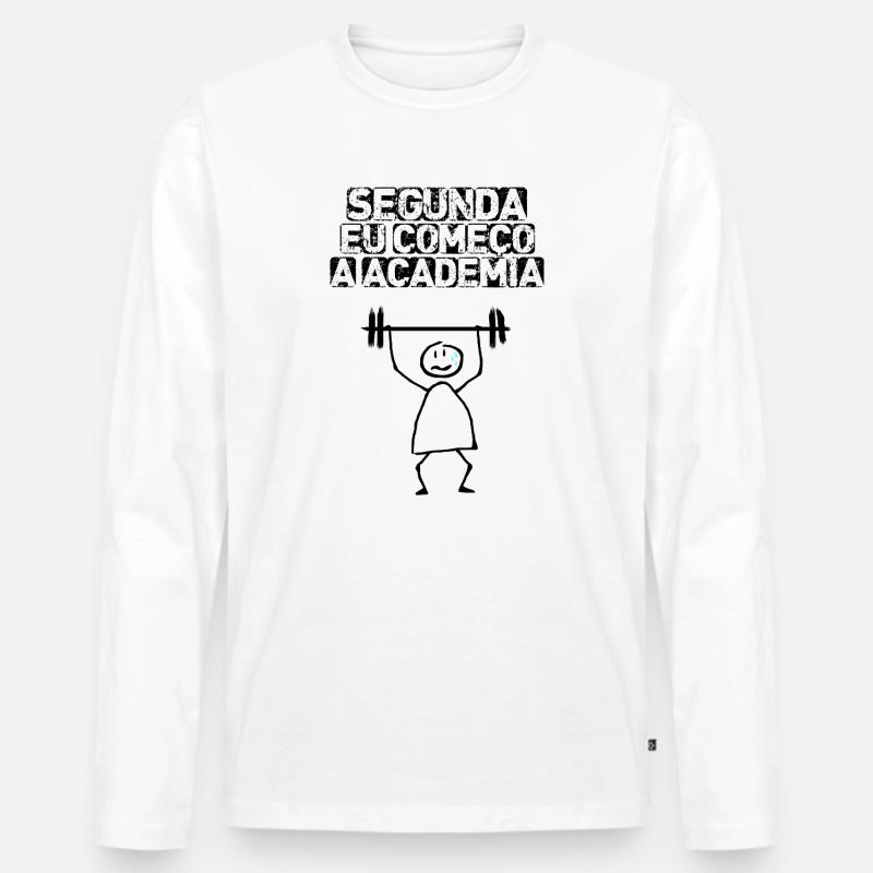 Segunda eu começo a academia - Männer Premium Bio Langarmshirt - Weiß