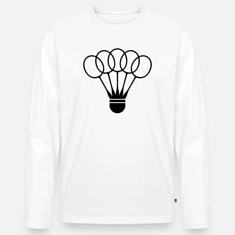 Badminton Federball mit Schläger Fächer - Männer Premium Bio Langarmshirt - Weiß