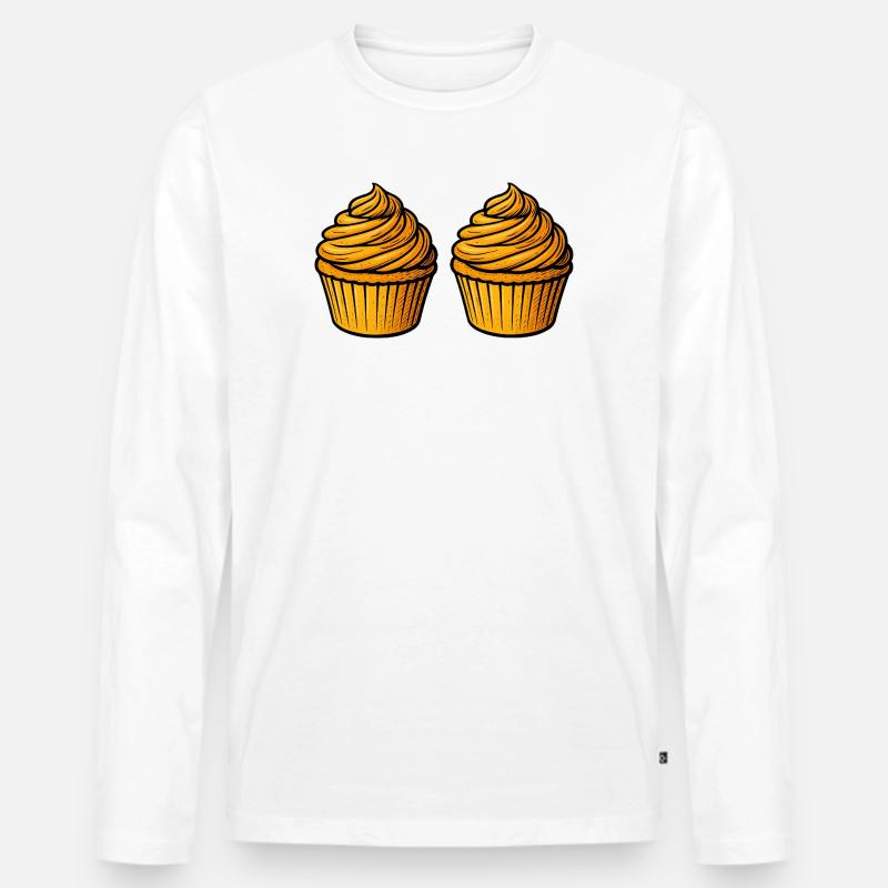 Cupcake Backen Comic - Männer Premium Bio Langarmshirt - Weiß