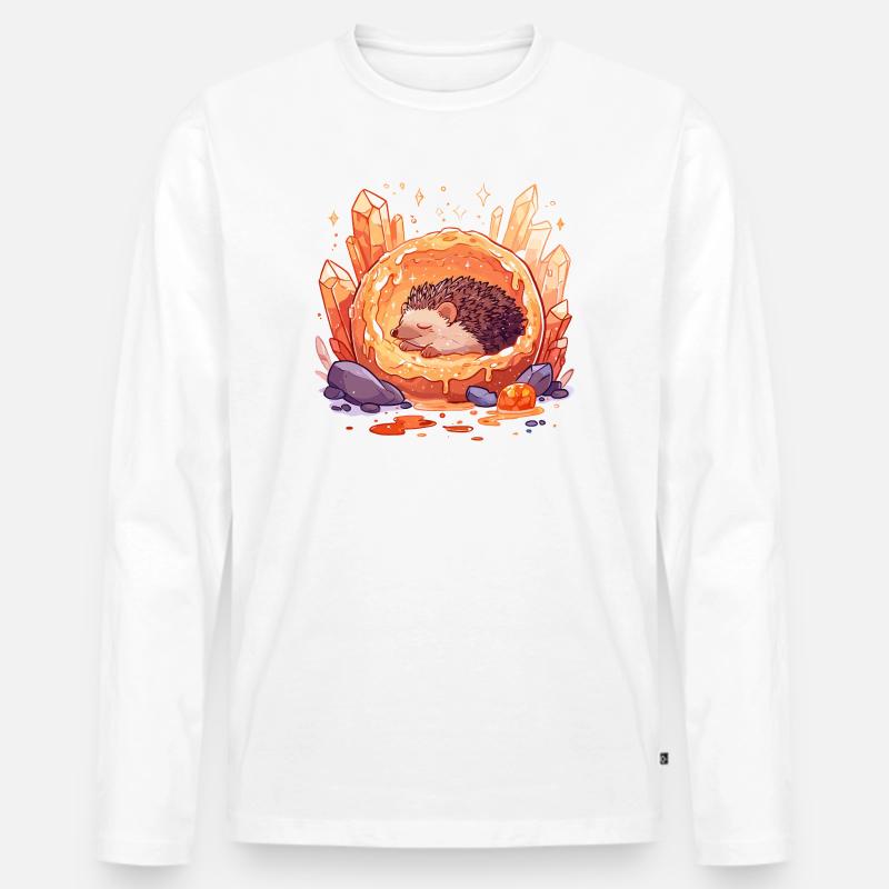 Igel im Kristallorb - Männer Premium Bio Langarmshirt - Weiß