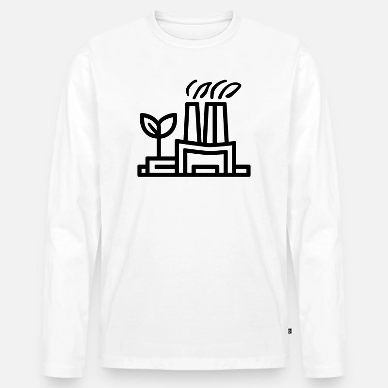 Umweltfreundliche Fabrik - Männer Premium Bio Langarmshirt - Weiß