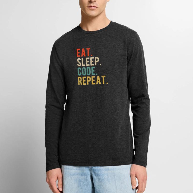 Eat Sleep Code Repeat Programmer Nerd Retro Men's Premium Organic Long Sleeve Shirt
