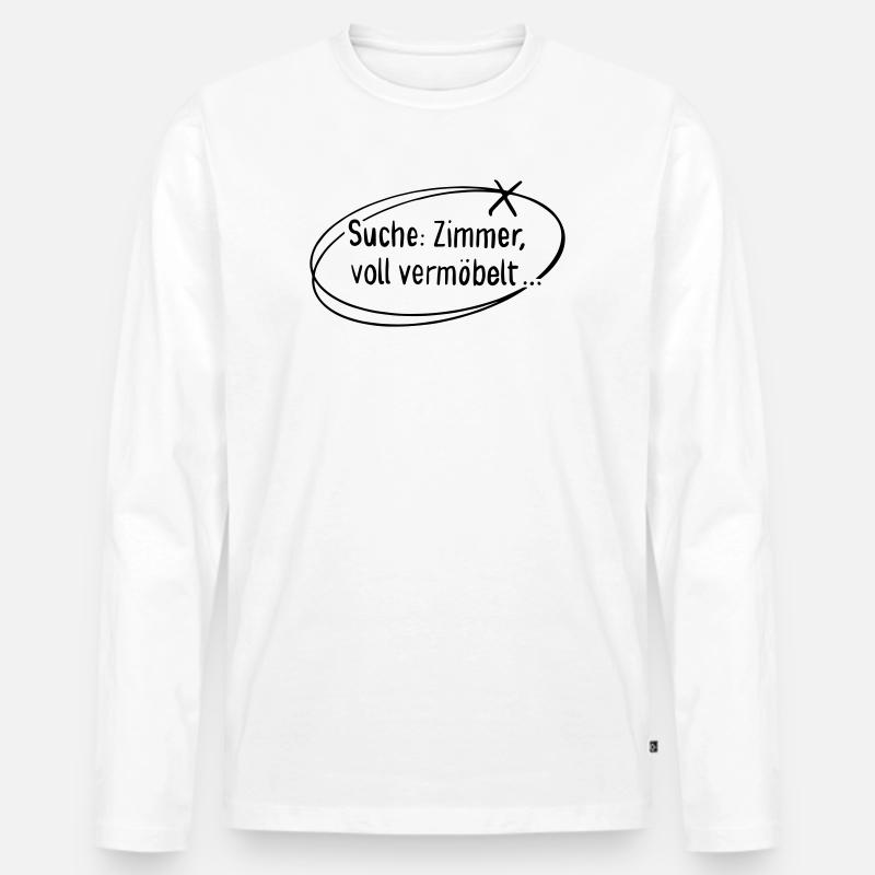 Suche Zimmer, voll vermöbelt - Männer Premium Bio Langarmshirt - Weiß
