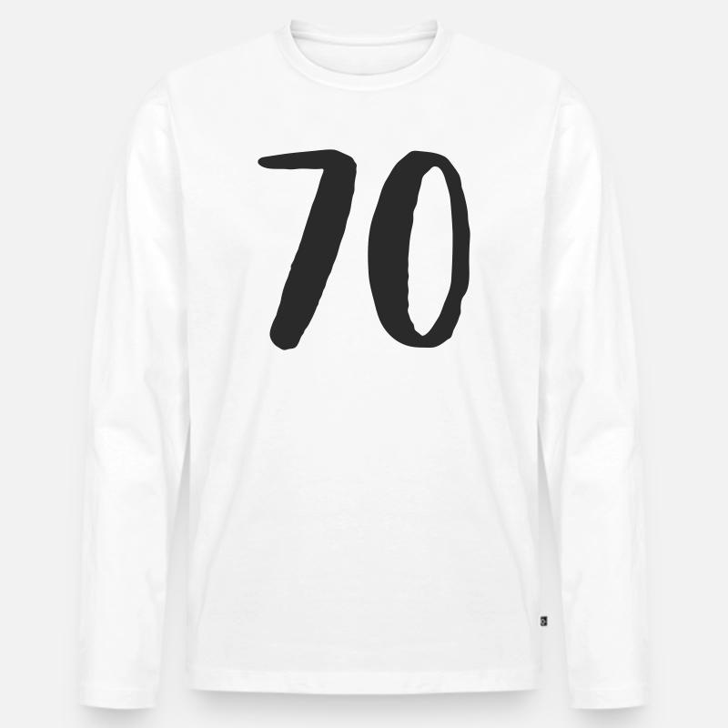 70er Zahl Nummer - Männer Premium Bio Langarmshirt - Weiß