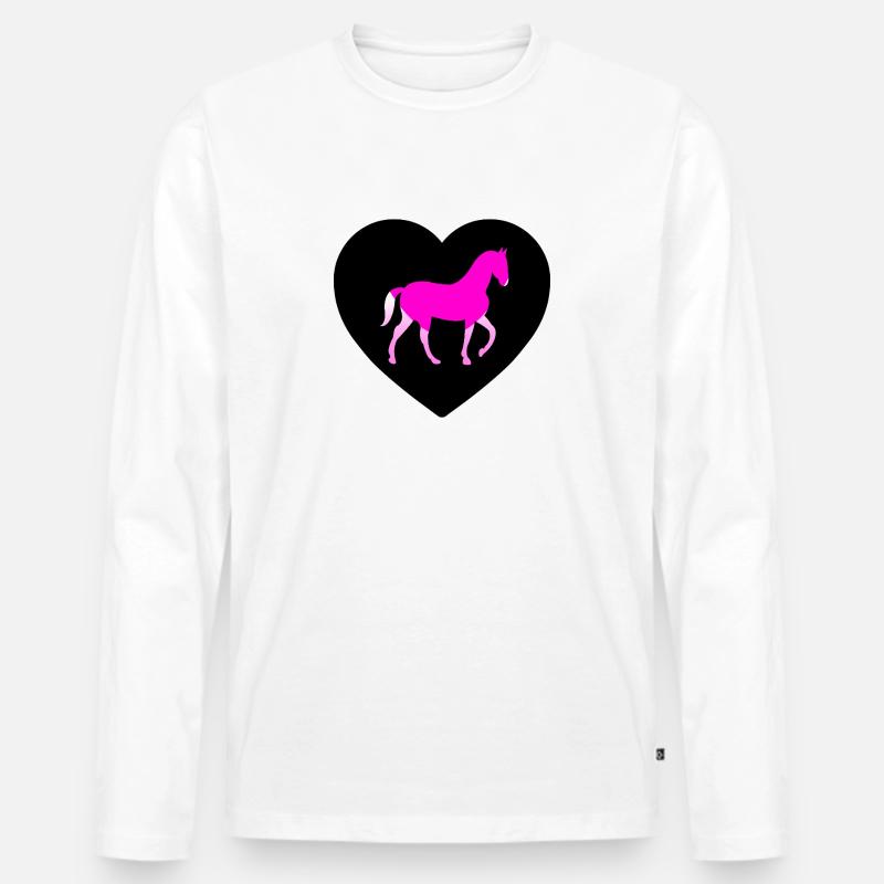 Pferde - Männer Premium Bio Langarmshirt - Weiß