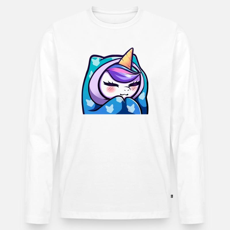 Lya Einhorn Cozy - Männer Premium Bio Langarmshirt - Weiß
