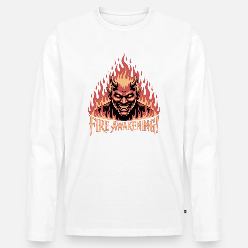 Feuererweckender Dämonenausbruch - Männer Premium Bio Langarmshirt - Weiß