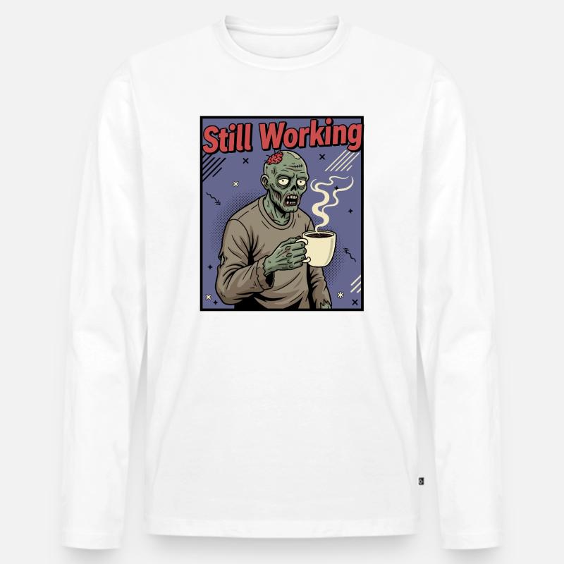 Still Working Zombie Kaffee - Männer Premium Bio Langarmshirt - Weiß