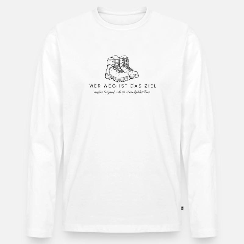 Der_weg_ist_das_ziel - Männer Premium Bio Langarmshirt - Weiß