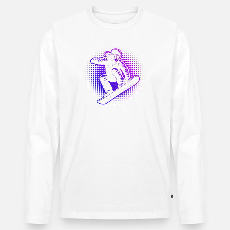 Neon Snowboarder Retro Vaporwave - Männer Premium Bio Langarmshirt - Weiß