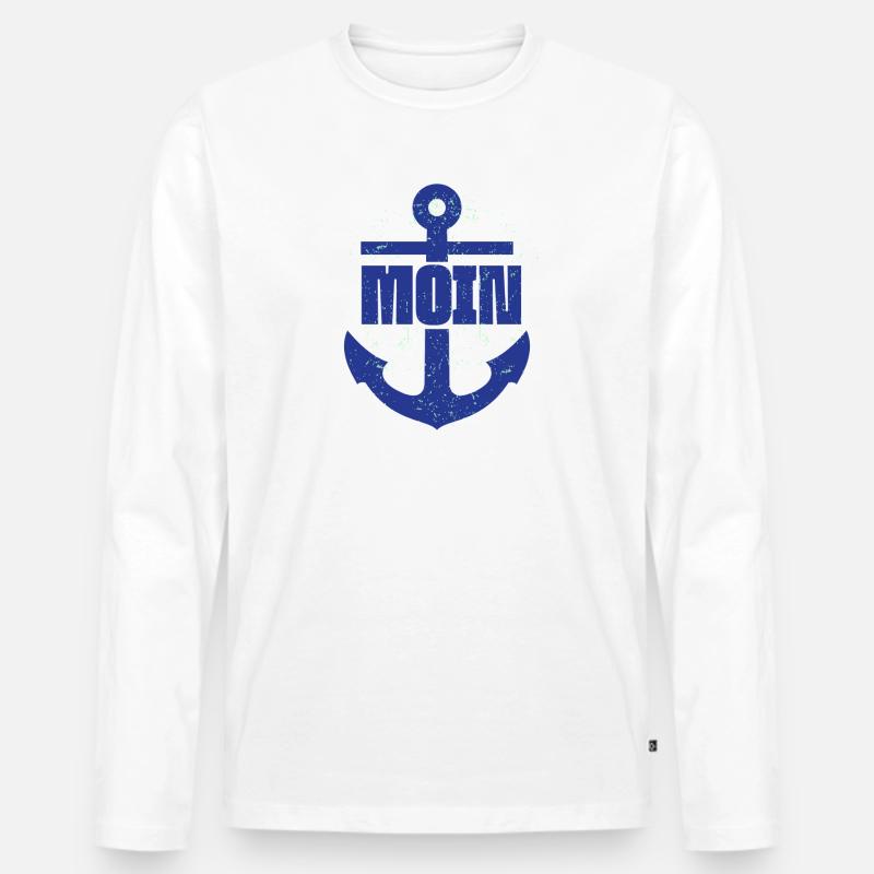 Moin, Anker - Männer Premium Bio Langarmshirt - Weiß