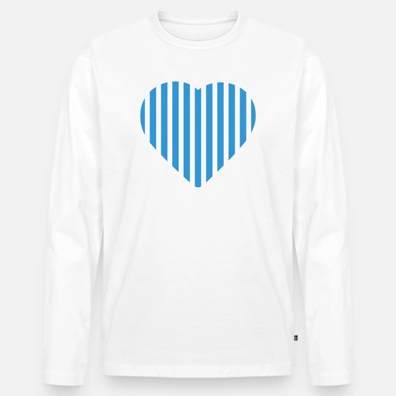 Blue Stripes Herz Malmö - Männer Premium Bio Langarmshirt - Weiß