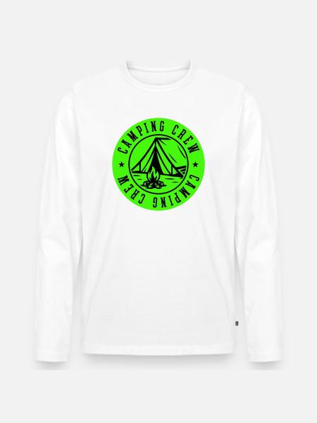 Camping Crew Zelt Outdoor - Männer Premium Bio Langarmshirt - Weiß