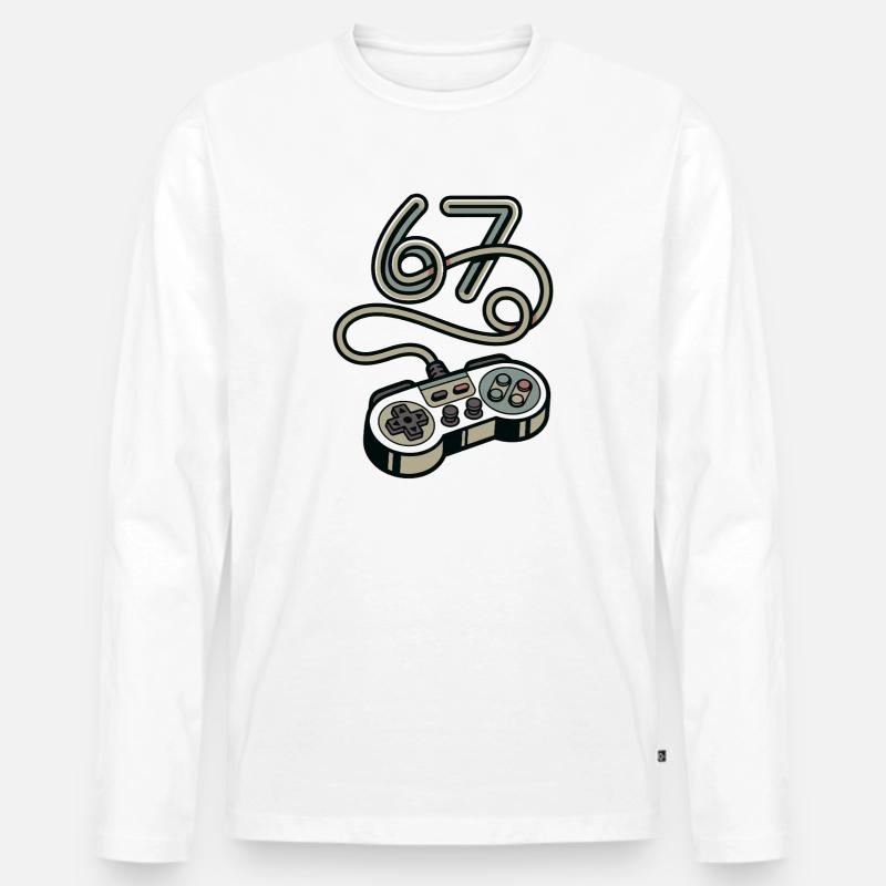 Retro Neon Controller Art 67 - Männer Premium Bio Langarmshirt - Weiß