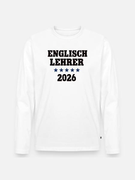 Professeur d’anglais 2026 École d’anglais - T-shirt manches longues Premium bio Homme - blanc