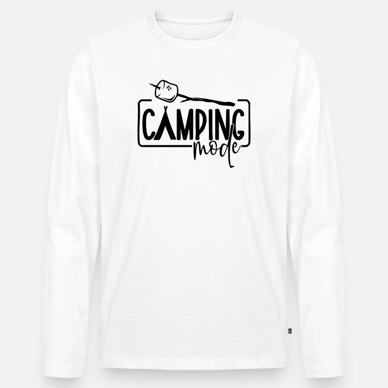 Campingmodus – Marshmallow - Männer Premium Bio Langarmshirt - Weiß