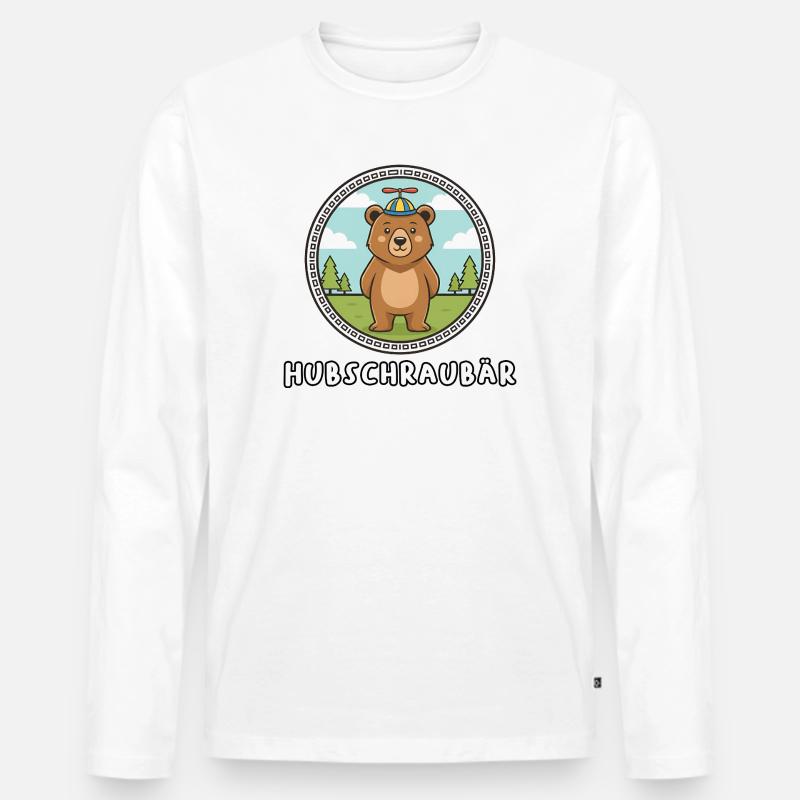 elicottero - Maglia a manica lunga ecologica premium da uomo - bianco
