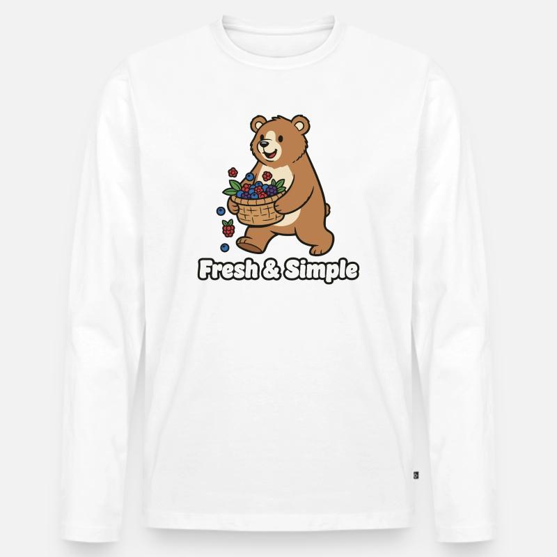 Beerenkorb-Bärchen Illustration - Männer Premium Bio Langarmshirt - Weiß