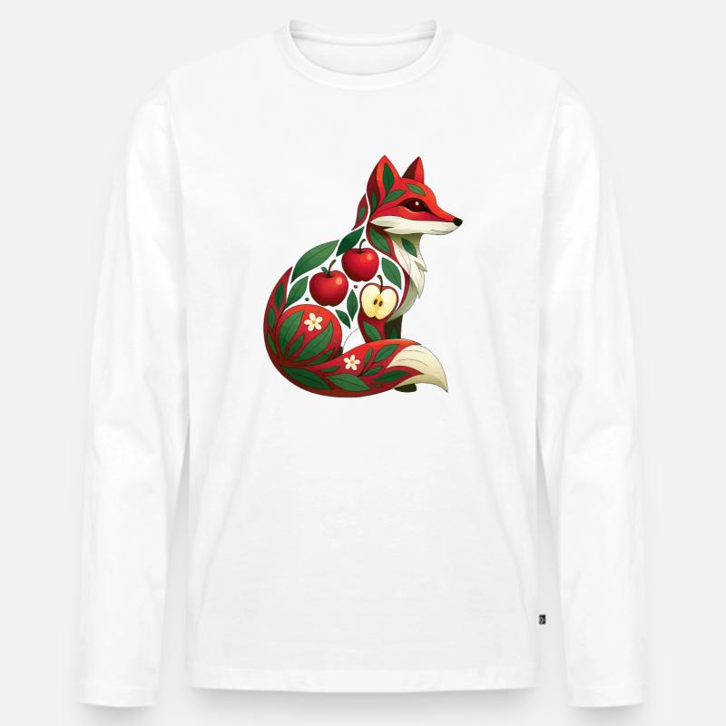 Fuchs Apfel - Männer Premium Bio Langarmshirt - Weiß