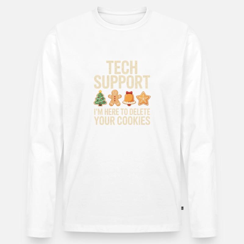 Tech Support Cookies Tee - Männer Premium Bio Langarmshirt - Weiß