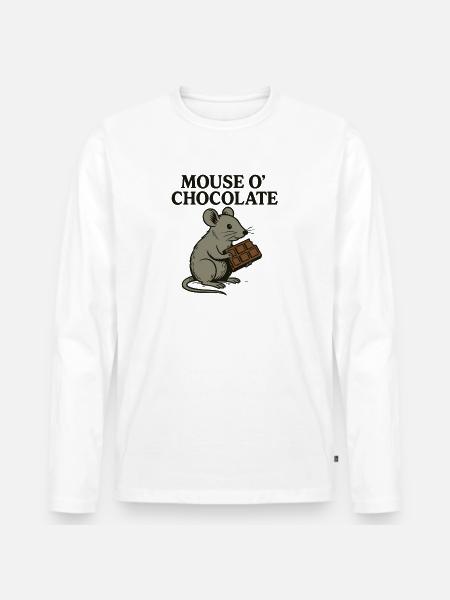 Mouse o'Chocolate Pun Mouse Chocolate - Men's Premium Organic Long Sleeve Shirt - white