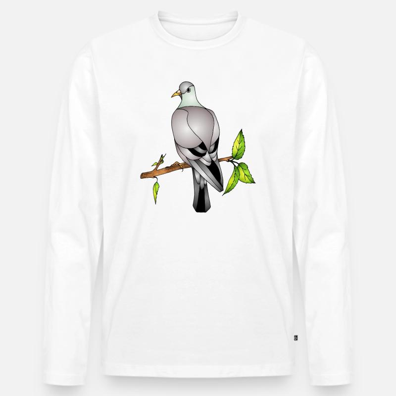 Vogel - Männer Premium Bio Langarmshirt - Weiß
