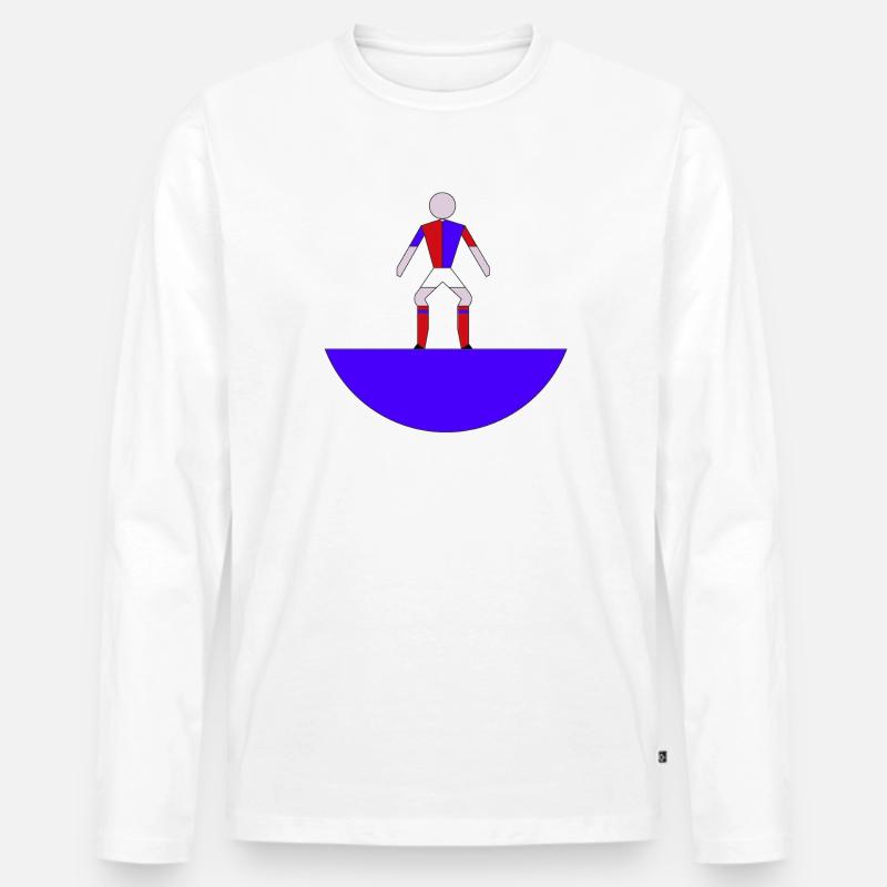 Subbuteo Geometric Hero auf Blue Arc - Männer Premium Bio Langarmshirt - Weiß