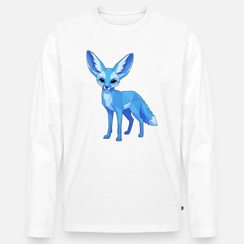 Blauer Geometrie-Fuchs - Männer Premium Bio Langarmshirt - Weiß