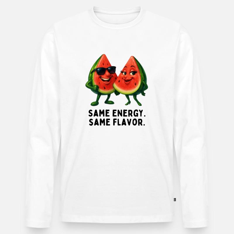 Gleiche Energie Gleicher Geschmack - Männer Premium Bio Langarmshirt - Weiß